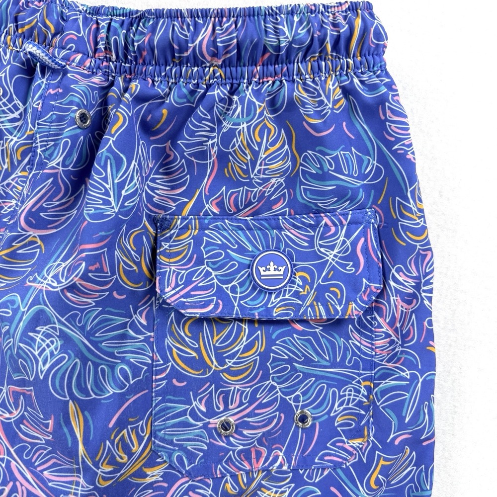 Mens Peter Millar Seaside Collection Board Shorts Swim Trunks Blue Leaves Medium - Picture 6 of 9
